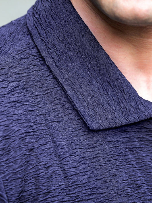 Blue Textured Polo